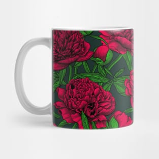 Night peony garden in red and green Mug